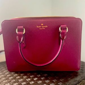 Kate Sade Leather Medium Satchel- Dark Raspberry.